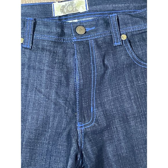 NWOT Rich Kids Dark Wash Blue Topstitching 38x32 Denim Jeans Hip Hop Wide Leg - Picture 4 of 11